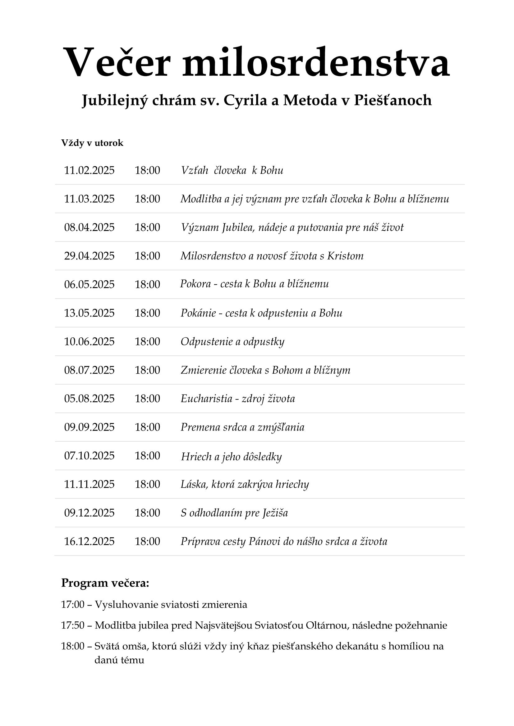 Večer milosrdenstva PN 2025